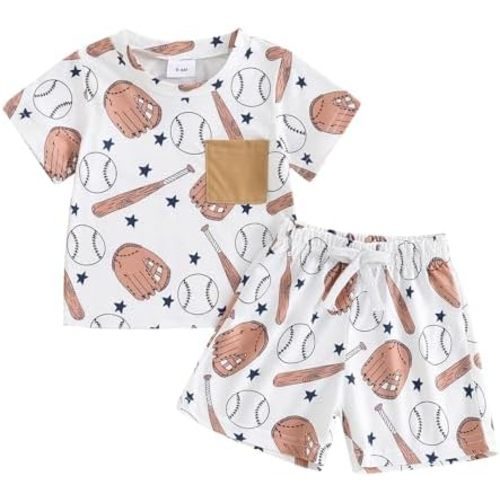 FIOMVA Baby Golf Outfit Toddler Boy T Shirt Shorts 2 Piece Set Infant Hole In One Birthday Outfit Newborn Summer Clothes