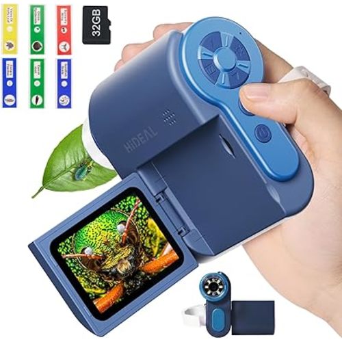 HP20 IPS Microscope for Kids: [3-in-1] [Easy and Fun] 2" Portable Handheld Microscope Miniscope, Pocket Mini Scope Educational Science Kit, Christmas Birthday Gifts for Kids, 32GB, Blue