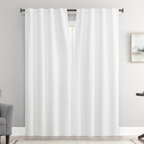 Sun Zero Vance 2-Piece Magnetic Closure 100% Blackout Back Tab Curtain Panel Pair, 37"x84", White