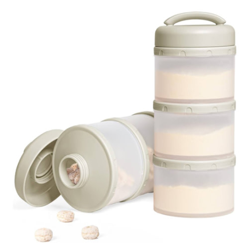 Termichy Stackable Formula Dispenser Portable Milk Powder Container, 2 Pack, Warm Grey
