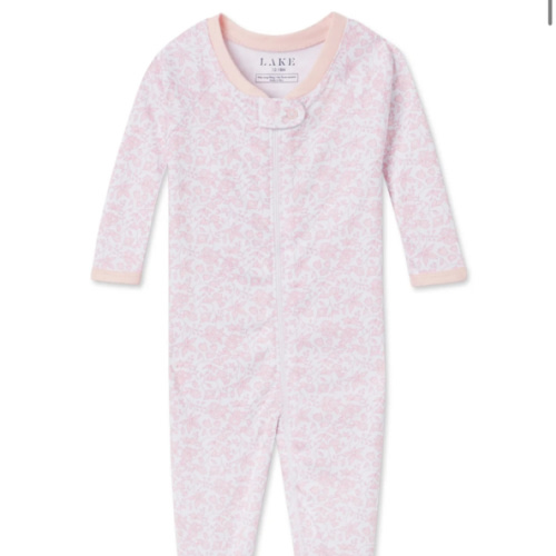 LAKE | Baby | Pima Cotton Pajamas | English Rose Garden Floral Baby Sleeper 6 to 9 months