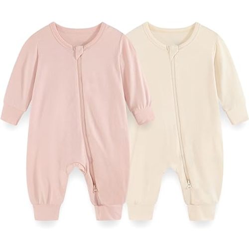 JELYLOVE Unisex Rayon Made from Bamboo Zipper Baby Boy Girl Rompers 2 Pcak Long Sleeve Infants Jumpsuits New Born Clothes