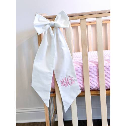 Crib bows, set of 2 oversized crib bow, baby bed bow, oversized bow, white bow, hospital bassinet bow, baby bedding, monogrammed bow