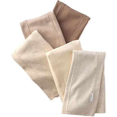 Bailey 5-Pack Burp Cloths 100% Organic Cotton Knit for Newborn & Baby Boys & Girls, Natural, One Size
