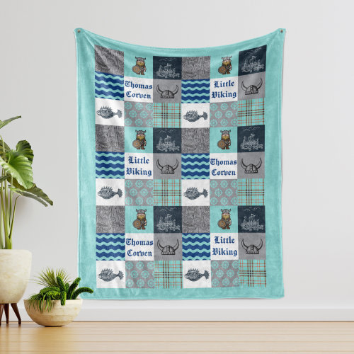Personalized Viking Baby Boy Blanket, Custom Name Baby Blanket, Little Viking Baby Blanket, Gift Idea For Baby, Gif For Children.