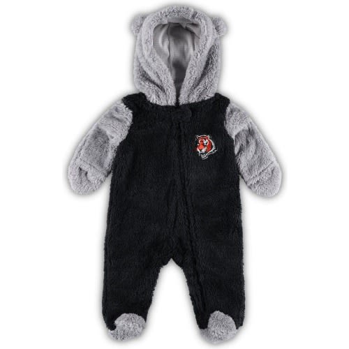Outerstuff Newborn & Infant Black/Gray Cincinnati Bengals Game Nap Teddy Fleece Bunting Full-Zip Sleeper, 3-6 M, Black