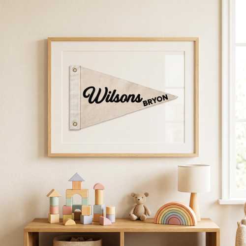 Personalized Embroidered Name Pennant | Custom Baby Name Banner | Personalized Canvas Nursery Decor| Baby Shower Gift | Wall Decor