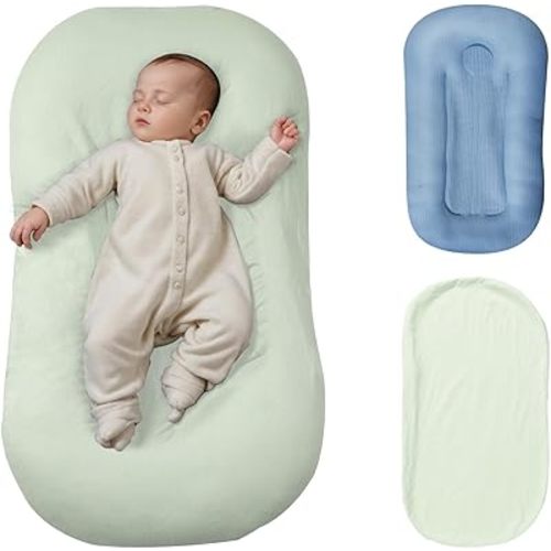 VEVOR Baby Lounger, Baby Nest Sleeper for Newborn, 100% Cotton Breathable & Soft Infant Lounger with 2 Double-Sided & Machine Washable Covers, Portable Baby Floor Seat Co Sleeper for Home and Travel