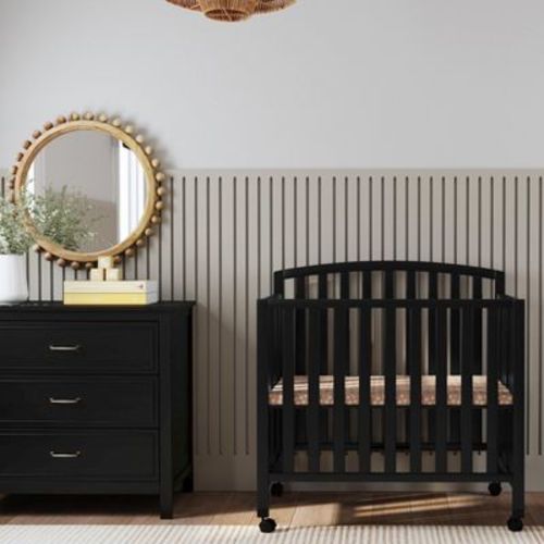 daVinci Dylan Folding Portable 3-in-1 Mini Crib and Twin Bed - Ebony