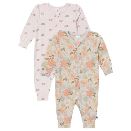 Modern Moments by Gerber Baby Neutral Super Soft Viscose Coveralls, 2-Pack, Sizes Newborn - 24 Months