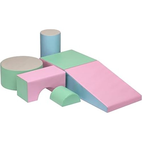 Soft Climb and Crawl Activity Play Set,Soft Play Climbing for Toddlers and Infants,Playtime and Climb Soft Play Set,Climbing Blocks and Indoor Play Gym,Soft Climbing Indoor Set(Pink)