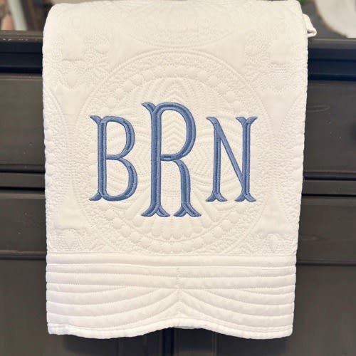 Personalized Boy's Heirloom Quilt: Embroidered Monogram Baby Blanket