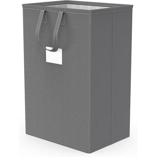 75L Large Laundry Hamper with Handles, Dirty Clothes Hamper for Bedroom Waterproof, Freestanding Tall Laundry Basket Waterproof, Hamper for Bedroom, Bathroom, Dorm, Toys Storage(Grey)
