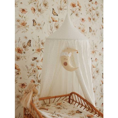 Cream with gold dots canopy - bed canopy, bedhemel, klamboe