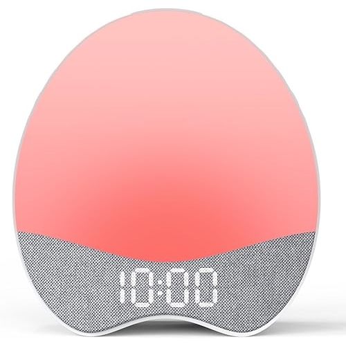 OK to Wake Alarm Clock for Kids, Children's Sleep Trainer, Bedside Dream White Noise Machine, Adjustable Night Light, 12 Soothing Sounds, Nap, Sleep Timer, Dimmable Fabric Display, Bedroom