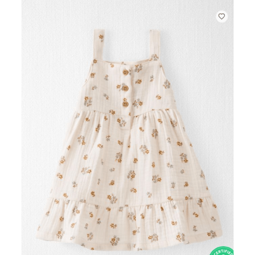 Cream Baby Floral Print Organic Cotton Gauze Dress | carters.com