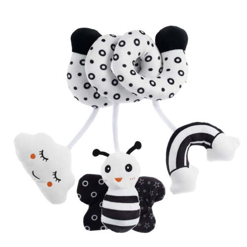 FUYGRCJ Baby Spiral Hanging Stroller and Car Seat Toys Black and White High Contrast Sensory Toy Newborn Plush Activity Toys New Year Gift for 0 3 6 9 12 Months Girls Boys