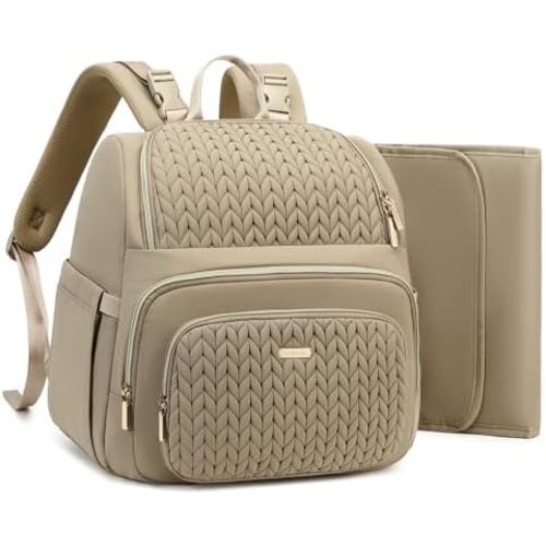 Diaper Bag Backpack - Lightweight & Stylish, Boys, Girls & Baby Travel Essentials Tote with Changing Pad, Insulated Pocket, Stroller Strap - Baby Backpack for Mom, Maternity (Brown Taupe)