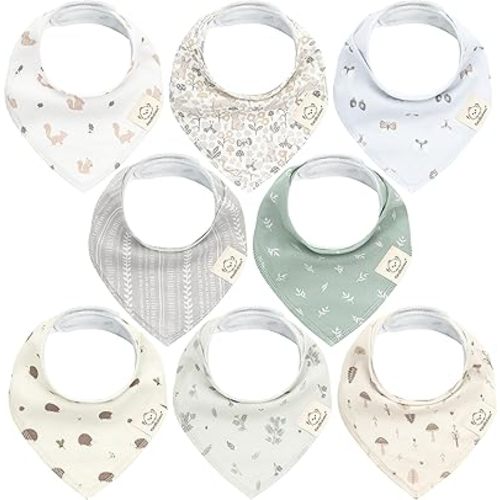 8-Pack Organic Baby Bandana Bibs for Girls - Super Absorbent Triangle Baby Bibs for Drooling and Teething Infant, 100% Cotton Extra Soft for Newborn, Infant 0-36 Months (Prairie)