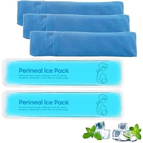 Perineal Cooling Pad, Reusable Perineal Cooling Pad for Postpartum & Hemorrhoid Pain Relief, Hot & Cold Packs for Women After Pregnancy and Delivery, 2 Ice Packs and 3 Covers.(Blue)