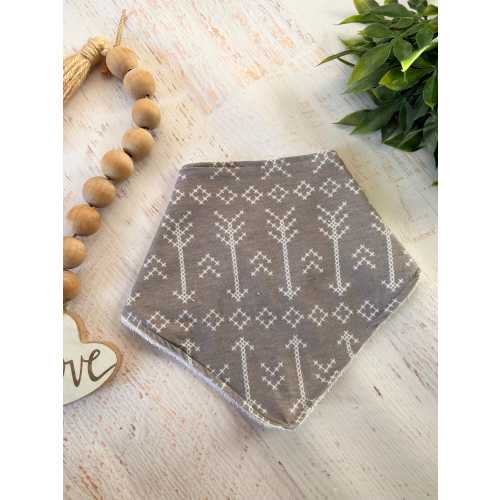 WATERPROOF & Adjustable Size Baby Bandana Bib- (grey stitched arrows)
