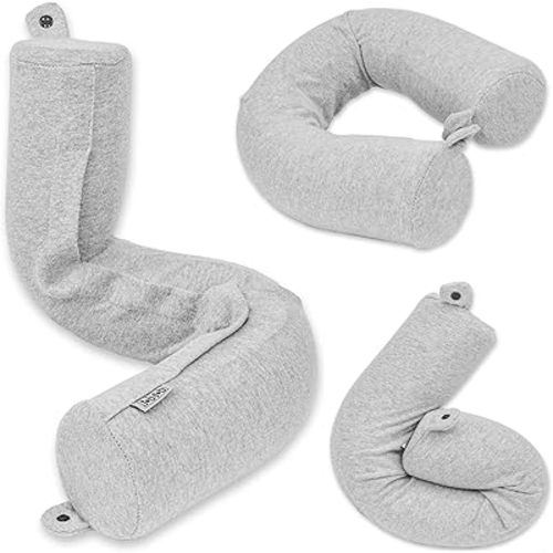 Dot&Dot Twist Memory Foam Travel Pillow for Airplanes - Travel Neck Pillow for Sleeping - Airplane Pillow for Neck Support, Chin, Lumbar and Leg - Adjustable, Bendable Neck Roll Pillow