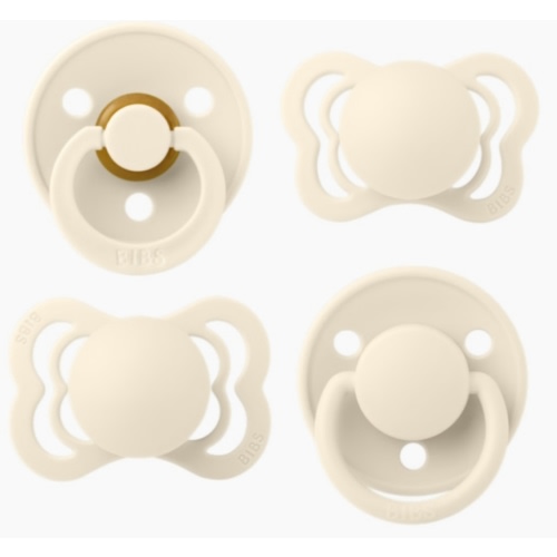 BIBS Ivory Pacifiers – Try-it Collection | Includes Colour, De Lux, Couture and Supreme Pacifiers | BPA-Free Natural Rubber & Silicone | Made in Denmark | Ivory | 0 to 6 Months