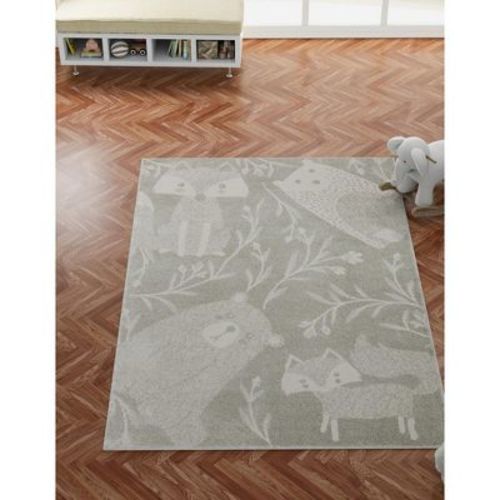 Unique Loom Whimsy Kids Collection Area Rug - Foxy (3' 11" X 5' 11" Rectangle Gray/ivory)