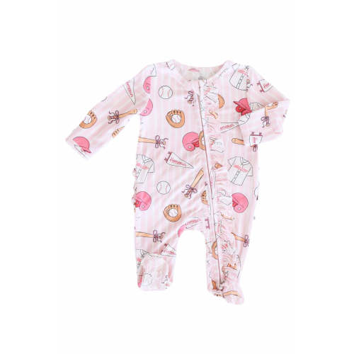 Ballpark Babes Ruffle Zipper Footie | Caden Lane