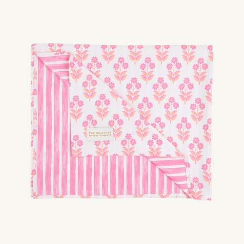 Calloway Quick Dry Towel - Bridgetown Harbour Hand Block with Sea Wall Stripe (Winter Park Pink)