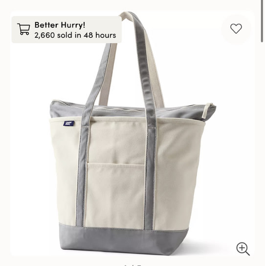 Large 5 Pocket Zippered Top Canvas Tote Bag | Lands' End