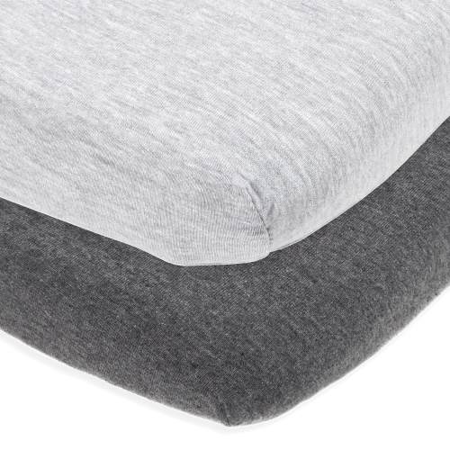 Cotton Jersey Cradle / Co Sleeper Fitted Sheets, 2 Pack – Heather Grey – Joey + Joan | Baby Essentials