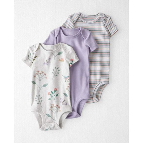 Organic Cotton Rib Bodysuits, 3-Pack
