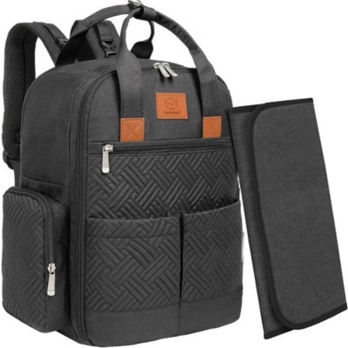 KeaBabies Bree Diaper Bag Backpack, Waterproof Baby Diaper Bags with Changing Pad, Girl, Boy, 2 Kids Travel Essentials (Charcoal)