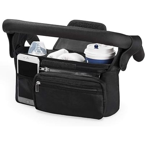 Momcozy Universal Stroller Organizer with Insulated Cup Holder Detachable Phone Bag & Shoulder Strap, Fits for Stroller Like Uppababy, Baby Jogger, Britax, BOB, Umbrella and Pet