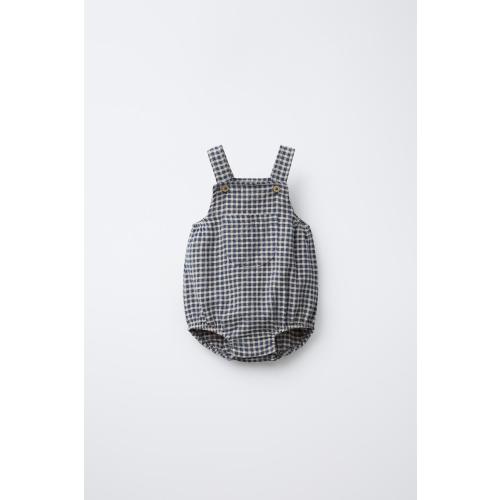 GINGHAM ROMPER - Navy blue | ZARA United States