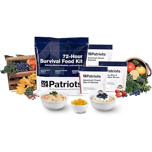 4Patriots 72-Hour Survival Food Kit: Emergency Food Supply Designed to Last 25 Years, 20 Servings