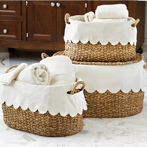 3 BW Wicker Stacking Storage Baskets
