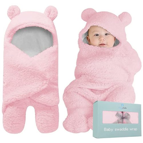 BlueMello Baby Swaddle Blanket | Ultra-Soft Plush Essential for Infants 0-6 Months | Receiving Swaddling Wrap Pink | Ideal Newborn Registry and Toddler Boy Accessories | Perfect Baby Girl Shower Gift