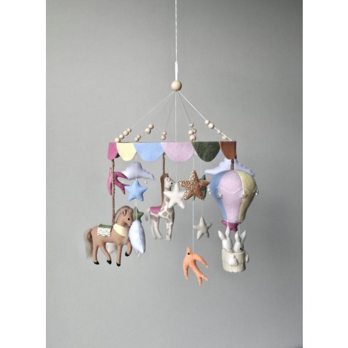 Girl baby carousel mobile for crib, toddler girl decor, hanging nursery decor, custom pink mobile, baby shower present, new mom gift.