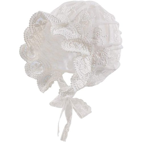 Baby Girl Bonnet Eyelet Lace Cotton Christening Bonnet Toddler Handmade Beanie Sun Protection Hat