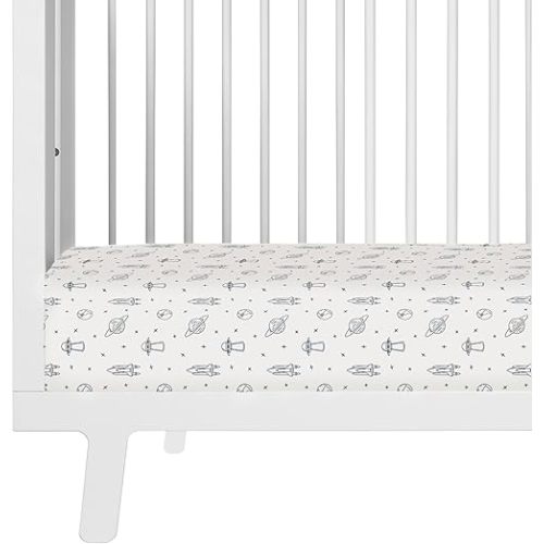 Makemake Organics Organic Crib Sheet GOTS Certified Organic Cotton Crib Sheet Fitted & Pillowcase Buttery Soft Breathable Natural Dyes Baby Toddler (28"x52", Astronaut Blue)