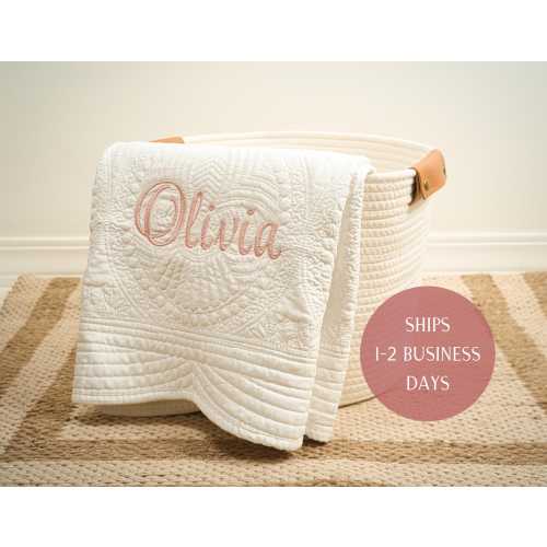 Personalized baby shower gift Embroidered baby quilt blanket embroidered personalized baby name heirloom keepsake monogram baby blanket