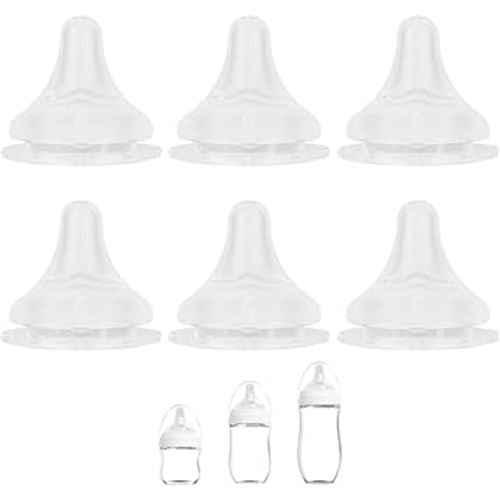 Silicone Nipple for Gulicola Natural Glass Bottle, Medium Flow Nipple Level 2, 3 m+, 6 Count