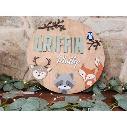 Woodland animals name sign | baby room decor | custom name sign | boys room decor | girls room decor