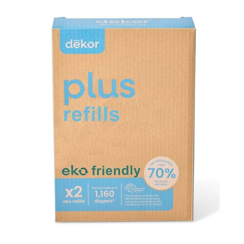 Diaper Dekor Plus Diaper Pail Refills | 2 Count Unscented | Exclusive End-of-Liner Marking | Quick & Easy to Replace | Most Economical Refill System | for Original and Eko Style Pails