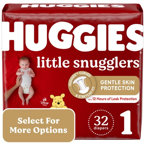 Huggies Little Snugglers Baby Diapers, Size 1 (8-14 lbs), 32 Ct (Select for More Options)