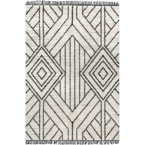 Nuloom Tatiana Geometric 7x9 Shag Indoor Area Rug for Living Room Bedroom Dining Room Nursery Kitchen, Beige/Ivory