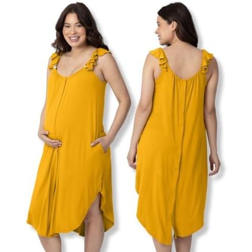Kindred Bravely Ruffle Strap Labor and Delivery Gown | 3 In 1 Labor, Delivery, Nursing Gown for Hospital