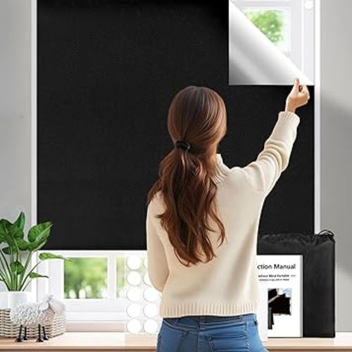 Blackout Blinds Curtains for Bedroom, 39 x 57 Inch Portable DIY Blackout Shades Stickers, No Drill Blinds for Window, Baby Nursery, Bedroom and Travel